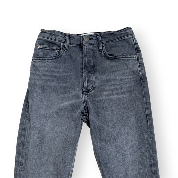 AGOLDE Riley High Rise Straight Crop Jean Sector Faded Black Size 24 Button Fly - Picture 4 of 11